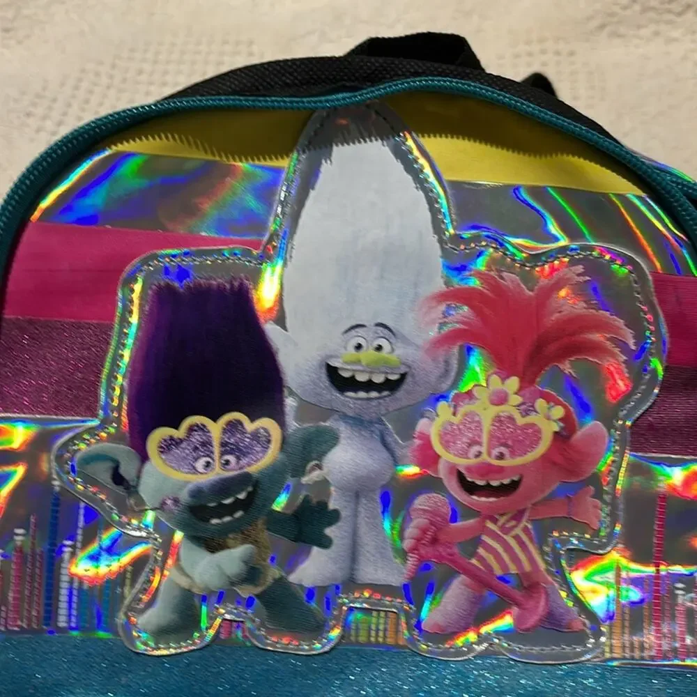 Trolls world tour backpack silver poppy break tiny diamond adjustable strap nwot